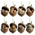 thumbnail image 5 of Woodland Animal Acorn Ornaments, 2D Acrylic Forest Creature Figurines in Acorn Shells, Rustic Christmas Tree Hanging Decor for Holiday Home （1 Pcs-D）, 5 of 5