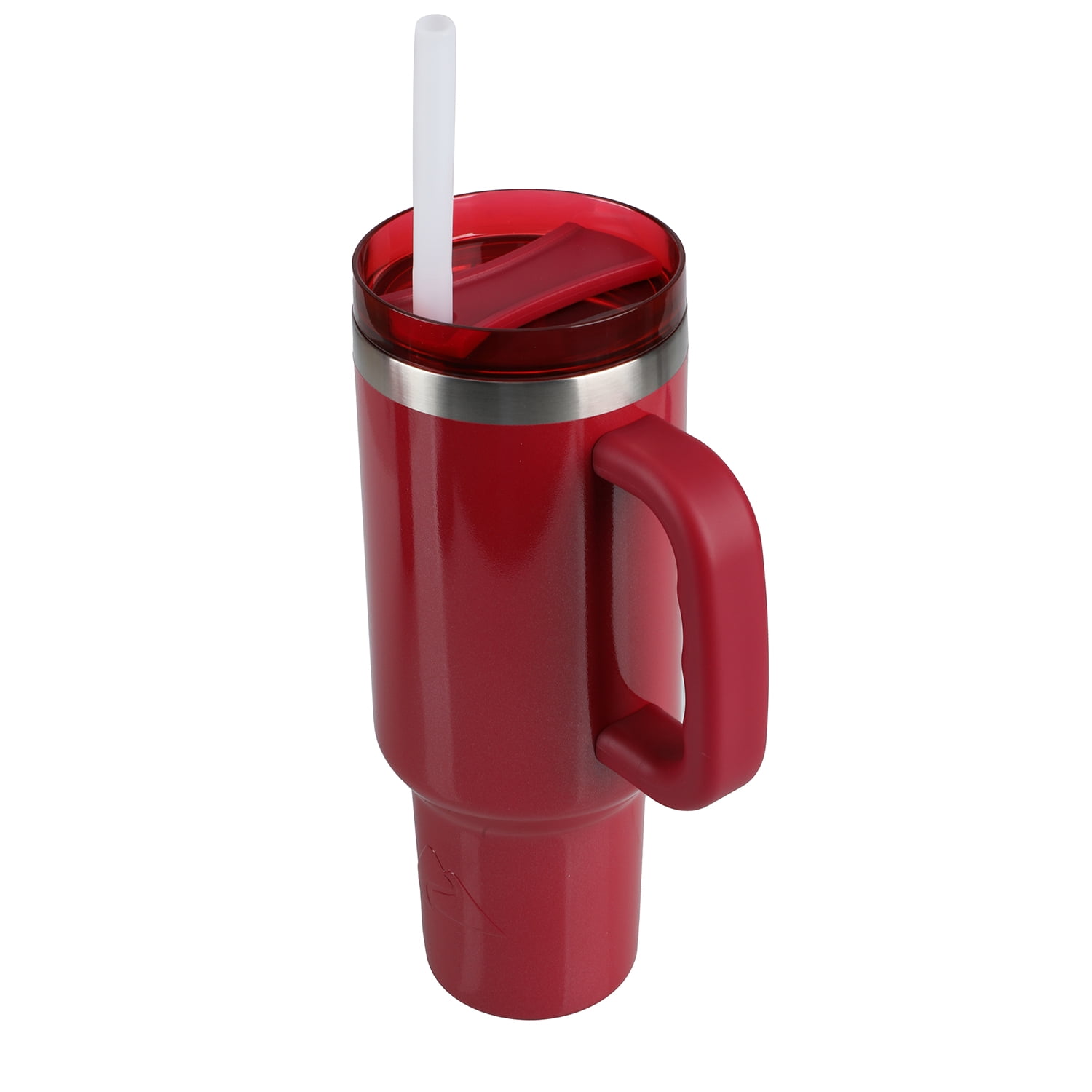 Ozark Trail 40 oz Insulated Tumbler with Straw Lid, Red Shimmer