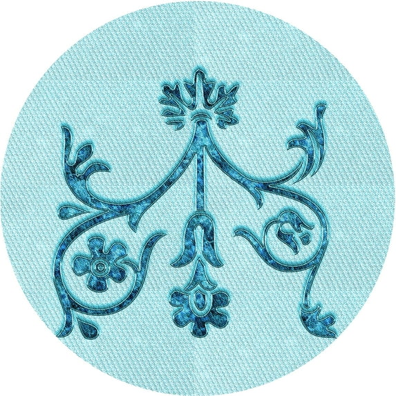 Ahgly Company Machine Washable Indoor Round Transitional Electric Blue Area Rugs, 3' Round