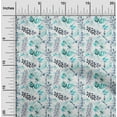 thumbnail image 2 of oneOone Georgette Viscose Turquoise Blue Fabric Leaves Fabric For Sewing Printed Craft Fabric By The Yard 42 Inch Wide, 2 of 4