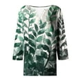 thumbnail image 4 of Ounisa 3/4 Length Sleeve Womens Tops V Neck Casual Henley Button Shirts Print Trendy Blouses Summer Tee, 4 of 4