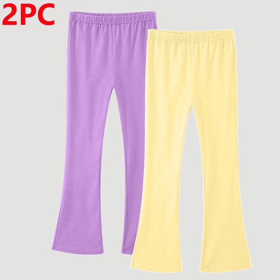 asjyhkr Toddler Kids Girls 2pc Elastic Waist Wide Leg Yoga Pants 3-14 Years Stretch Breathable Casual Workout Playing Outside Wearing Leggings,Size 110-170