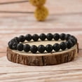 thumbnail image 2 of RSAMD Charm Natural Lava Stone Gemstone Beads Buddha Head Lion's Head Men's Bracelets-176-10, 2 of 3