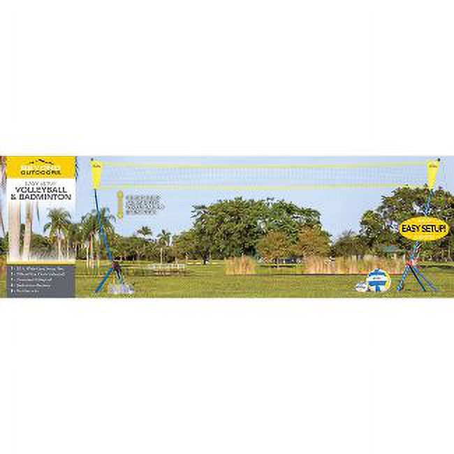 Beyond Outdoors Easy Setup 20 Ft Volleyball & Badminton Set, All Ages, Carrying Case, 20 ft