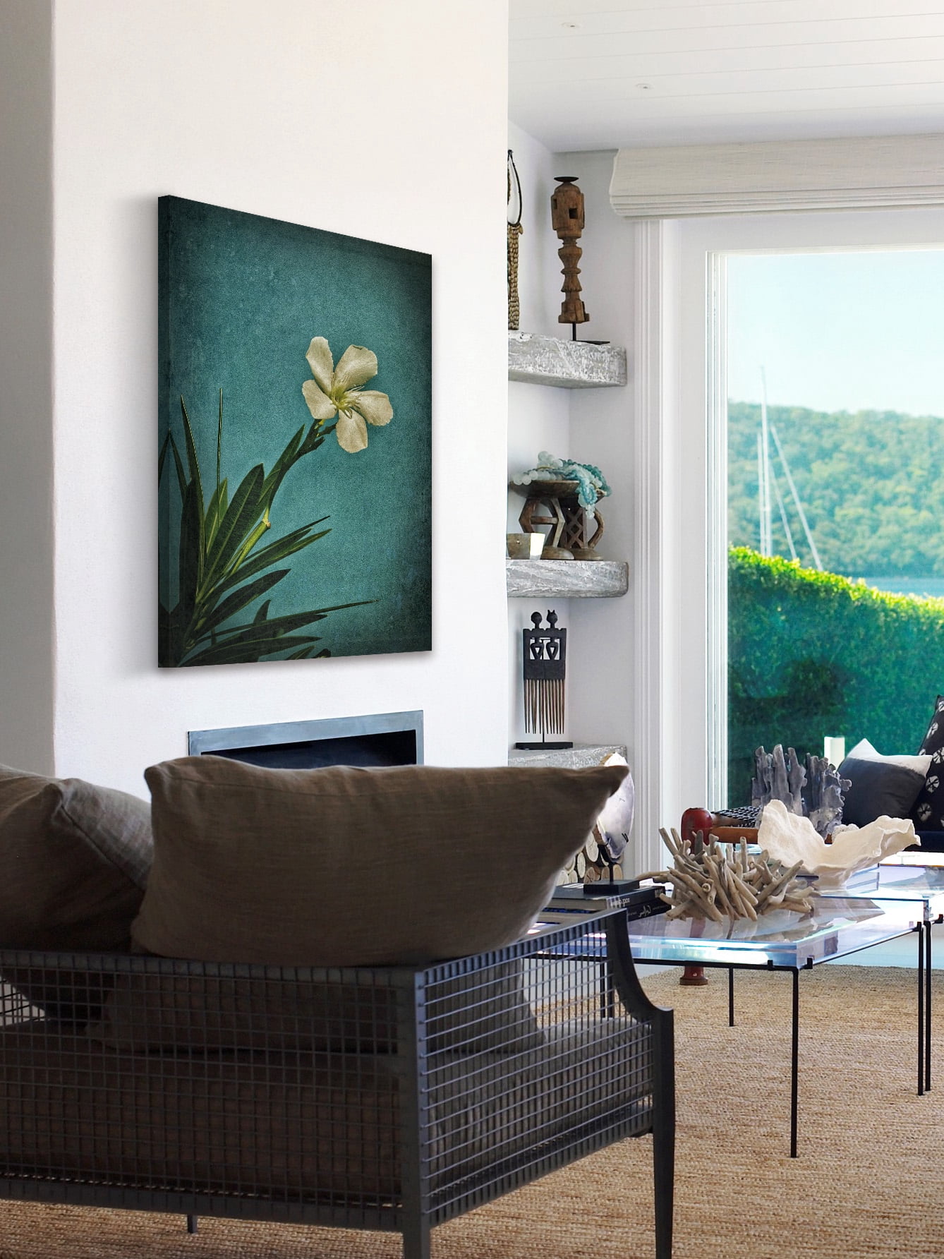 "White Flower Right" Painting Print on Wrapped Canvas