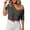 Dark Gray, variant on Womens Off Shoulder Crop Top Summer Casual Deep V Neck T-Shirts Short Sleeve Loose Fit Basic Tees XXXL