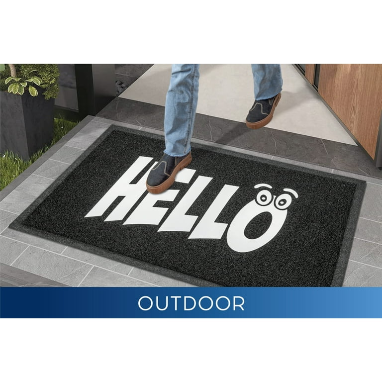 DSV Front Door Mat Outdoor for Home Entrance - 30 inchx17.5 inch Black Non-Slip Welcome Mat for Outdoor and Indoor Entryways - Low Profile Floor