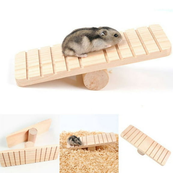 Cheers.US Pet Hamster Wooden Anti-slip Seesaw Teeterboard Squirrel Toy Cage DIY Ornament,Pet Climbing Toy, Anti-slip, Seesaw Design