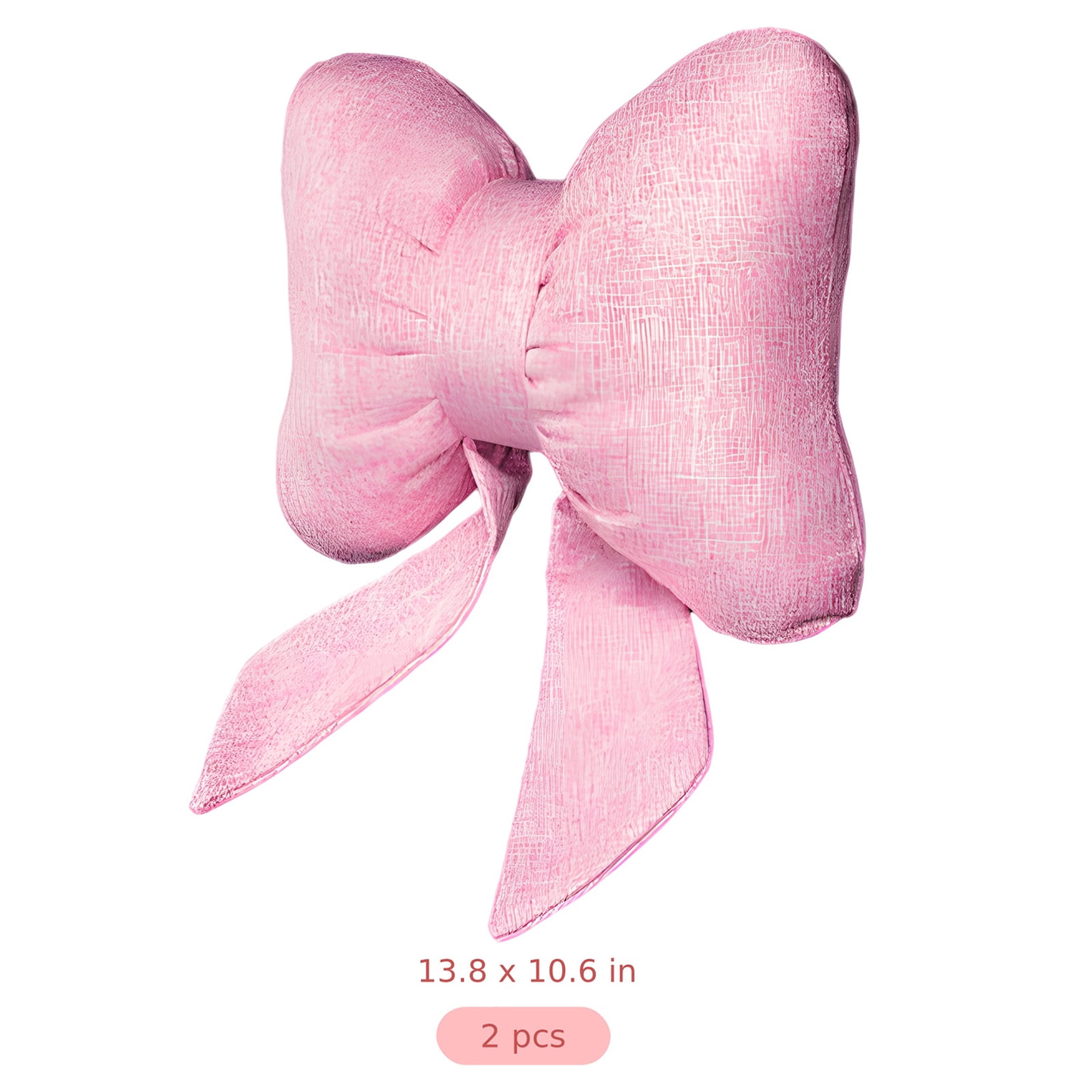 2 Pcs Pink Bow Car Accessories, Cute Car Decor Accessories with Linen Headrest Pillow, Provides Neck Support for Women, Breathable and Comfortable