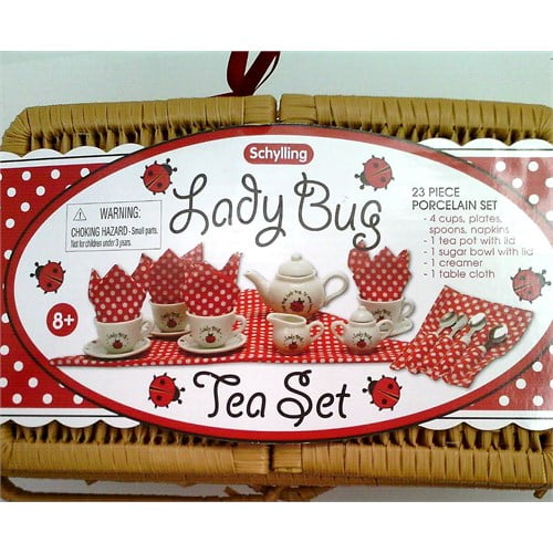 schylling ladybug tea set basket