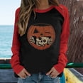 thumbnail image 2 of Moda mujer primavera patchwork impreso manga larga cuello redondo casual tee tops Pompotops FGAJ4822, 2 of 5