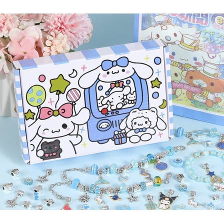 Cinnamoroll DIY Bracelet Making Kit, Jewelry Making Kit, with Blue Beading Material Craft Birthday Gift Souvenir, Suitable for Girls