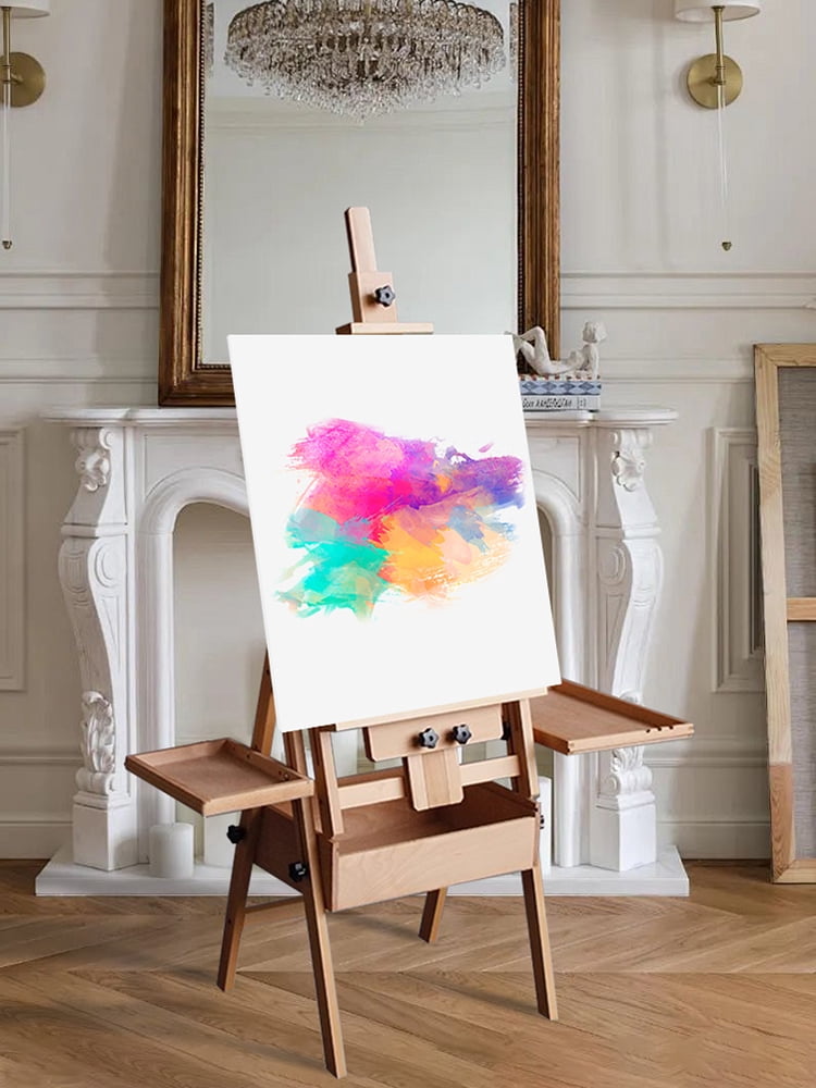 Qiyester Beech Multi-Function Easel, Foldable and Adjustable Height , Oil Painting Easel Suitable for Sketching and Oil Painting