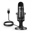 thumbnail image 1 of Microphone à Condensateur Prise 3.5mm Microphone Usb pour Pc Enregistrement Informatique Studio Diffusion en Direct Noir, 1 of 5