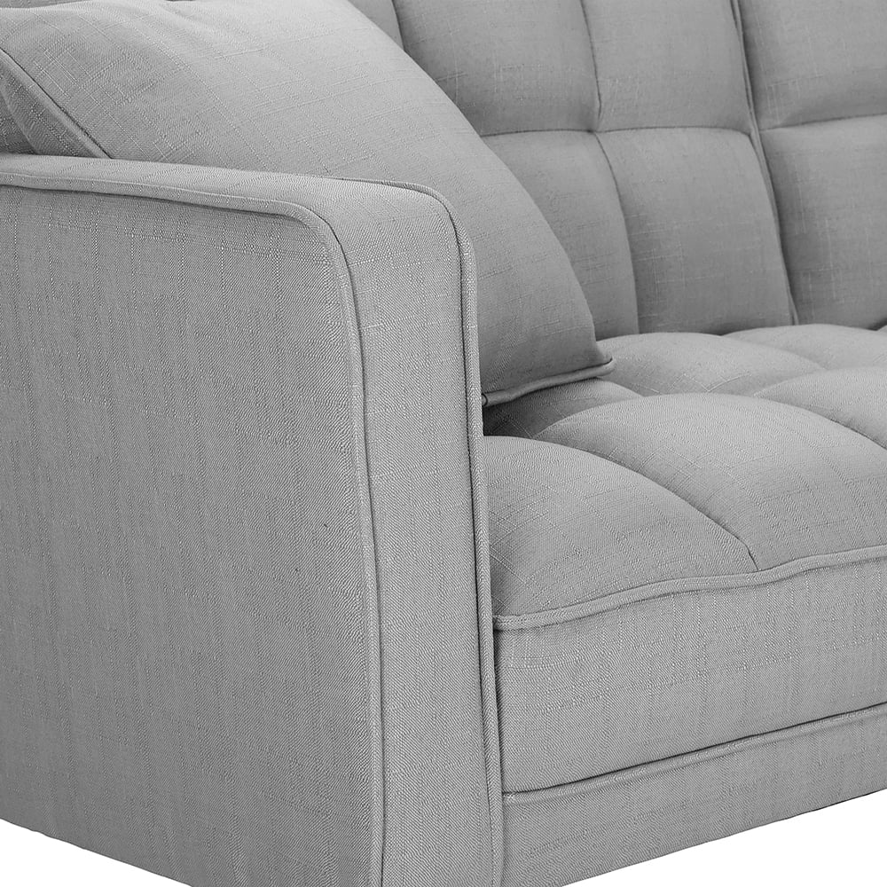 Lowestbest Modern Futon Sofa Bed with 2 Pillows for Small Spaces Living Room Bedroom, Gray Lowestbest Modern Futon Sofa Bed with 2 Pillows for Small Spaces Living Room Bedroom, Gray