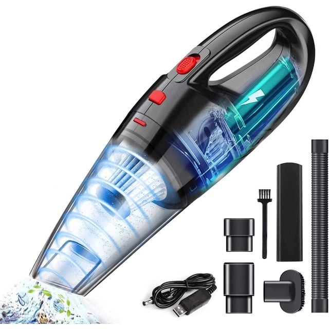 Aspirador de Coche de 120W con Filtro Lavable Aspiradora Recargable Portátil para Oficina, Sofas, Pelos Mascotas