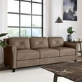 thumbnail image 2 of Bowery Hill Cushion Back Transitional Polyester Microfiber Sofa in Brown, 2 of 9