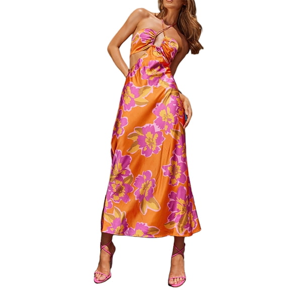 Txlixc Vestido de mujer sin mangas con pliegues de corbata y rayas de cebra / falda de encaje floral Txlixc moda