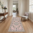 thumbnail image 4 of 2x3 Area Rug indoor door mat, Machine Washable Low Pile with Non Slip Backing, Print Pattern Floor Mat for Entryway, Front Door, Bathroom and Kitchen, Floral Medallion, Dusty Rose, 4 of 5