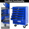 thumbnail image 4 of POVANLI 20" 6 Drawer Portable Tool Box with Ball Bearing Drawer Slides,4 Steering Wheels(2 with Parking Brakes),200lbs Load,Steel Tool Chest with Key Locking Tool Organizers,for Garage Workshop(Blue), 4 of 10