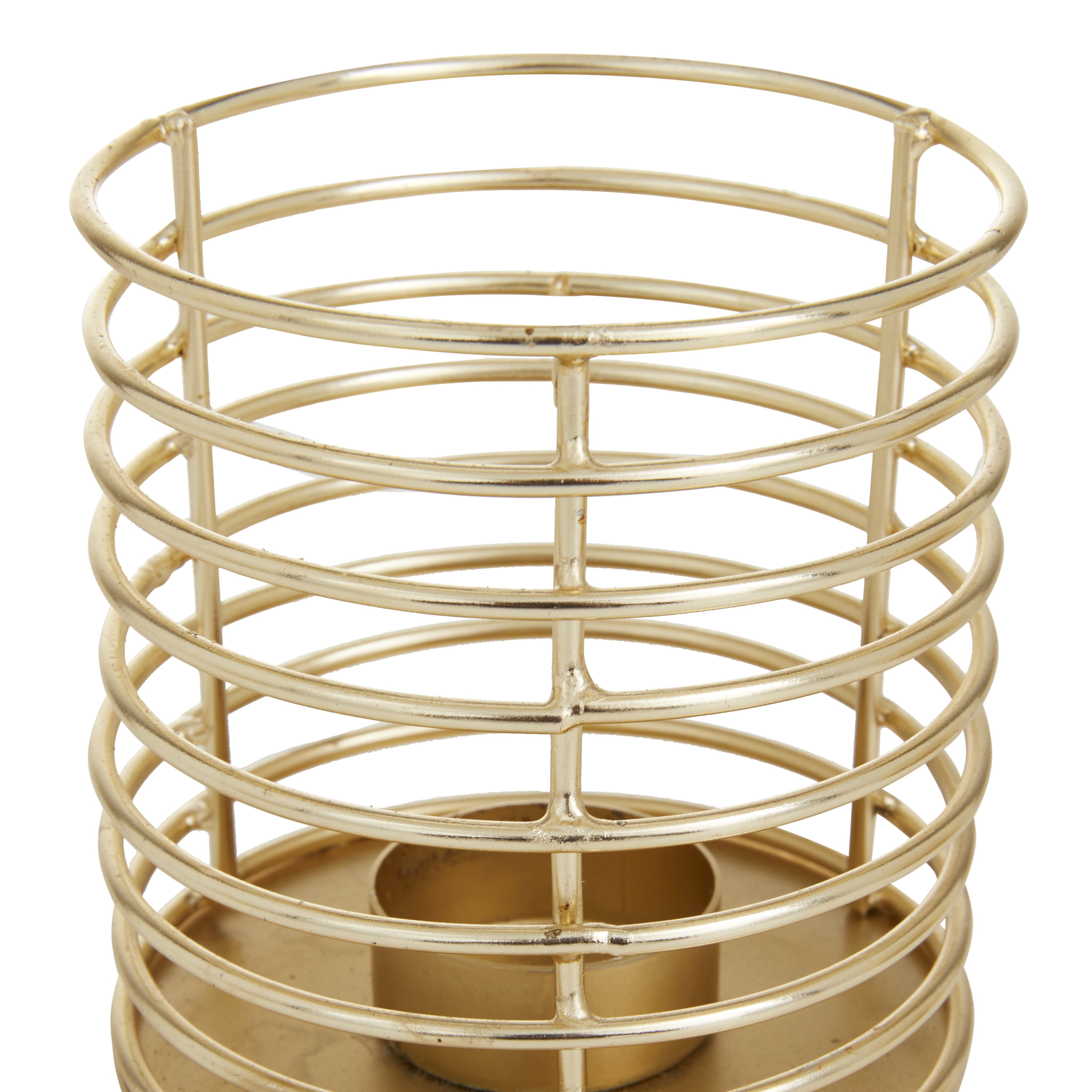 DecMode 4 in W, 4 in H Iron Glam Candle Holders, Gold, 3-Piece