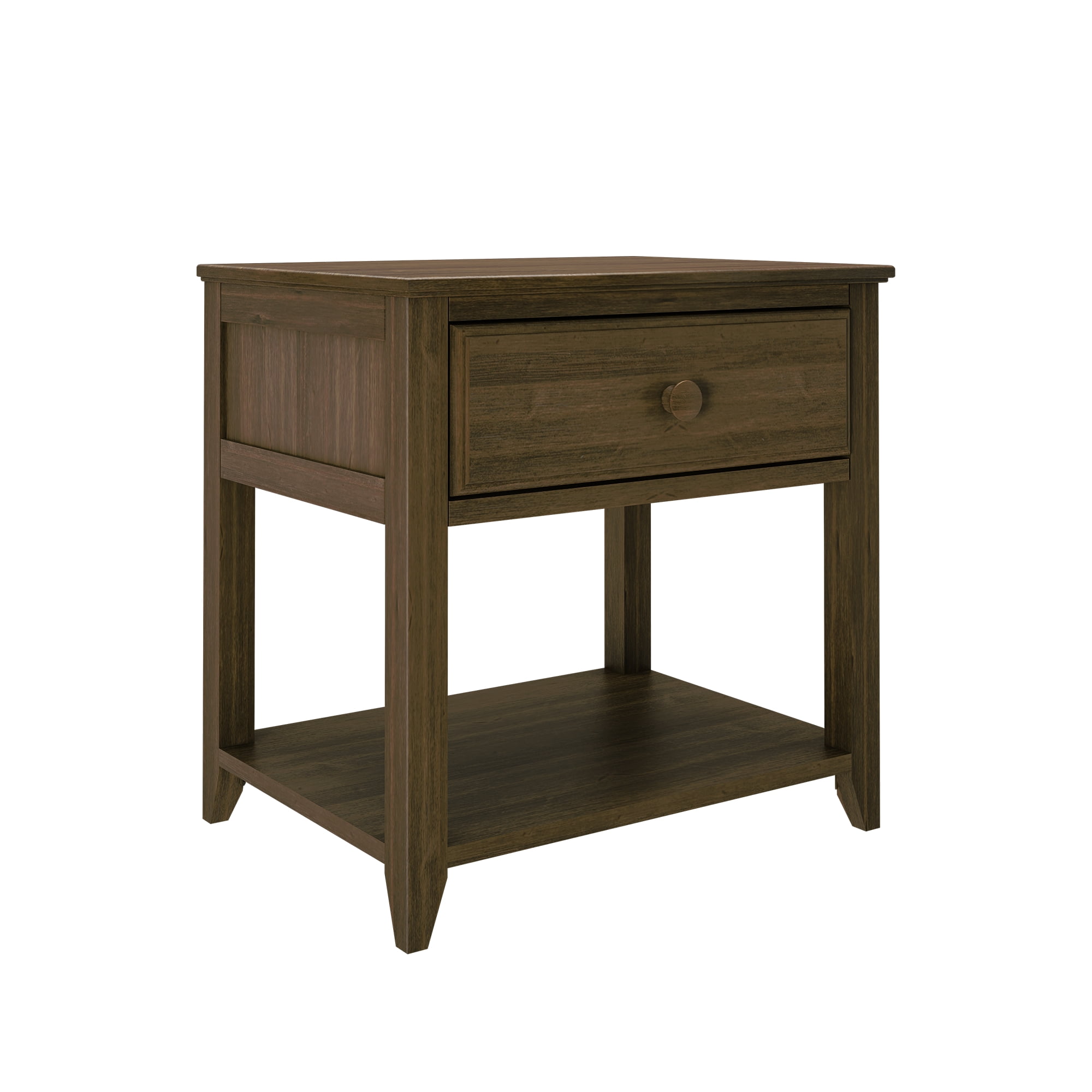 Max & Lily Nightstand with Storage Drawer, Small Solid Wood Bedside, Side Tables for Bedroom