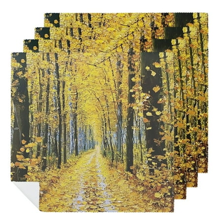 

FUMJ Yellow Leaves Cloth Napkins Polyester Material for Farmhouse Party Dining Table Decor Kitchen Set of 4 6 PCS
