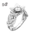 thumbnail image 1 of Beautiful Womens Floral Ring Rose Lucky Flower Leaf Diamond Jewelry Gift Rings, 1 of 2