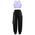 thumbnail image 1 of CHICTRY Kids Girls Street Dance Outfit Sleeveless Criss Cross Back Crop Top with Chain Pocket Pants Hip-Hop Dancewear Lavender 6, 1 of 7