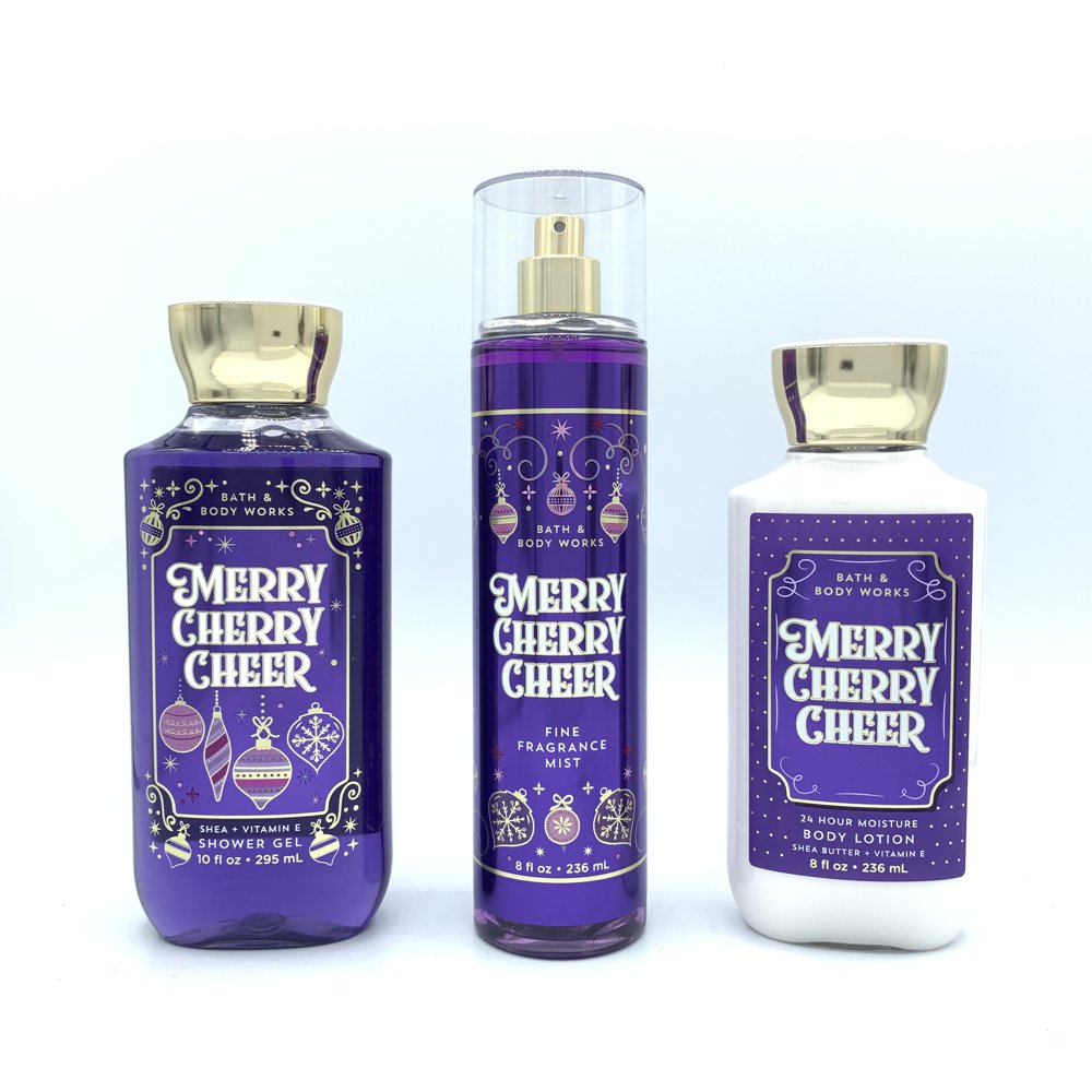 Bath and Body Works Merry Cherry Cheer Shower Gel, Fine Fragrance Mist