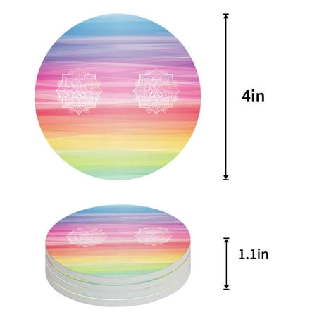

FMSHPON Happy Panda with Tropical Plants Bamboo Trees Cartoon Art Set of 8 Round Coaster for Drinks Absorbent Ceramic Stone Coasters Cup Mat with Cork Base for Coffee Table Bar Decor