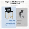 thumbnail image 4 of Peispie 26" H Counter Height Bar Stools Set of 2, Modern Velvet Barstools with Square Open Low Back and Gold Metal Frame, Padded Kitchen Island Chairs for Home Bar Dining Room, Black, 4 of 8