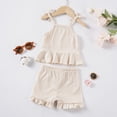 thumbnail image 4 of Godom Girls Outfit Summer Clothing Set Ruffle Tank Tops Shorts Cute Outfits to Big Kid Sizes, 4 of 7