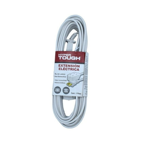 Extensión eléctrica Hyper Tough Hyper Tough Uso doméstico 5mts color blanco cal. 16
