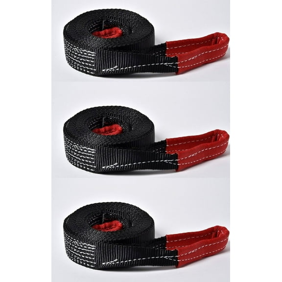 3X 2" 30 ft 14,000 lbs Tow Strap Black winch sling vehicle recovery 6.5 Ton 2x30