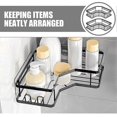 thumbnail image 1 of Sucker Storage Rack Bathroom Corner Storage Rack Kitchen Bathroom Condiment Storage Stainless Steel Black Corner Storage 2Pcs, 1 of 4