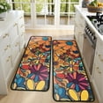 thumbnail image 4 of Kitchen Rugs Sets Of 2,Pioneer Flower Floral Print Pattern Anti Fatigue Kitchen Mat Rugs Non Slip Washable,Decorative Kitchen Floor Mats for Kitchen,Sink,Laundry,17"x47"+17"x47", 4 of 5