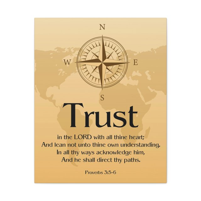 Scripture Walls Compass Brown Proverbs 3:6 Bible Verse Chapter Canvas Christian Wall Art Ready to Hang Unframed