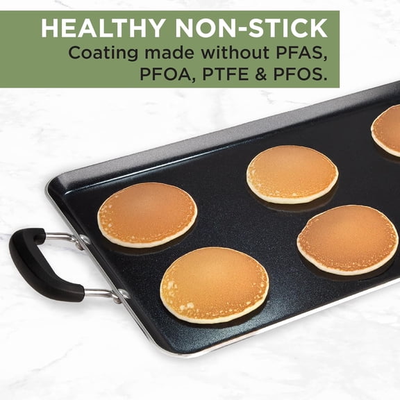 Nonstick Double Griddle, 12-Inch x 18-Inch, Easy to Clean, Cool Touch Handle, Dishwasher Safe