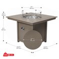 thumbnail image 2 of CostaElm 42'' Outdoor Propane Fire Pit Table, 55,000 BTU Heat Output Square Fire Pit Table with Glass Wind Guards & Removable Lid for Outside Patio, All-Weather HDPE Material, Weathered Wood, 2 of 7