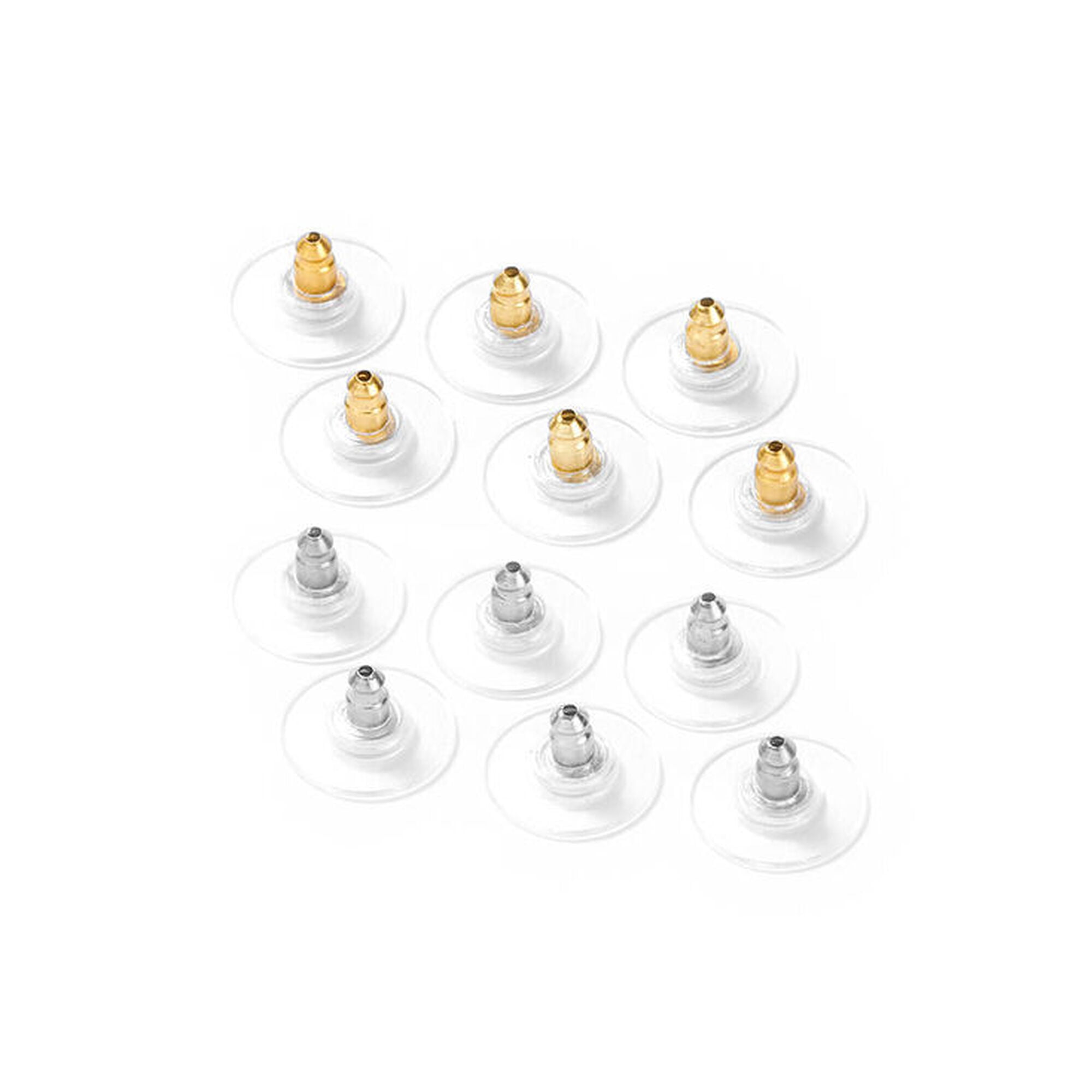 Claire's Silver and Gold Comfort Disk Earring Backs for All Ages, 6-Pack,