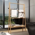 thumbnail image 2 of 51" Bamboo Ladder Towel Rack - Freestanding Bath & Beach Towel Organizer with Storage Shelf, 2 of 8