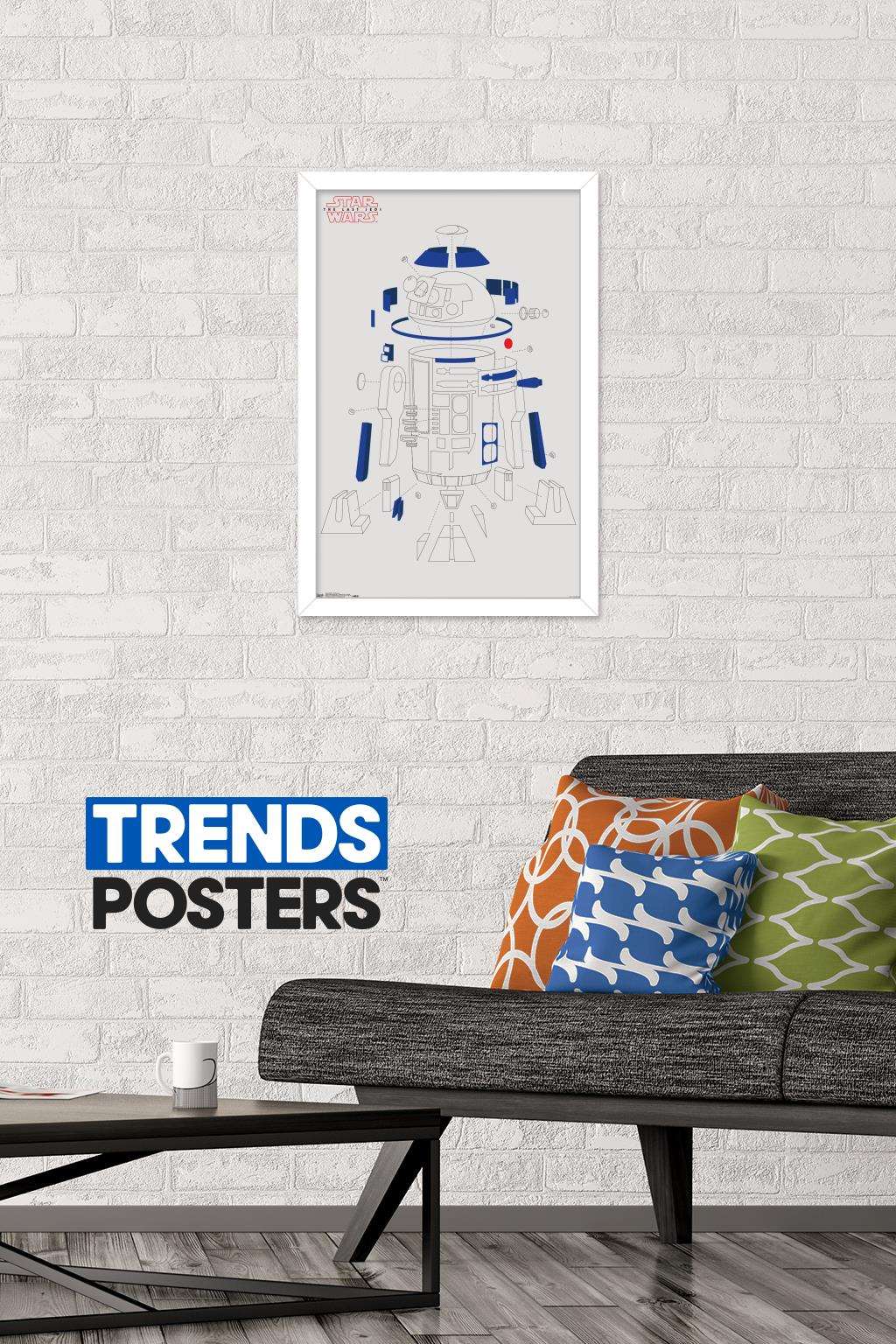 Star Wars: The Last Jedi - R2 Blowout Wall Poster, 14.725" x 22.375", Framed