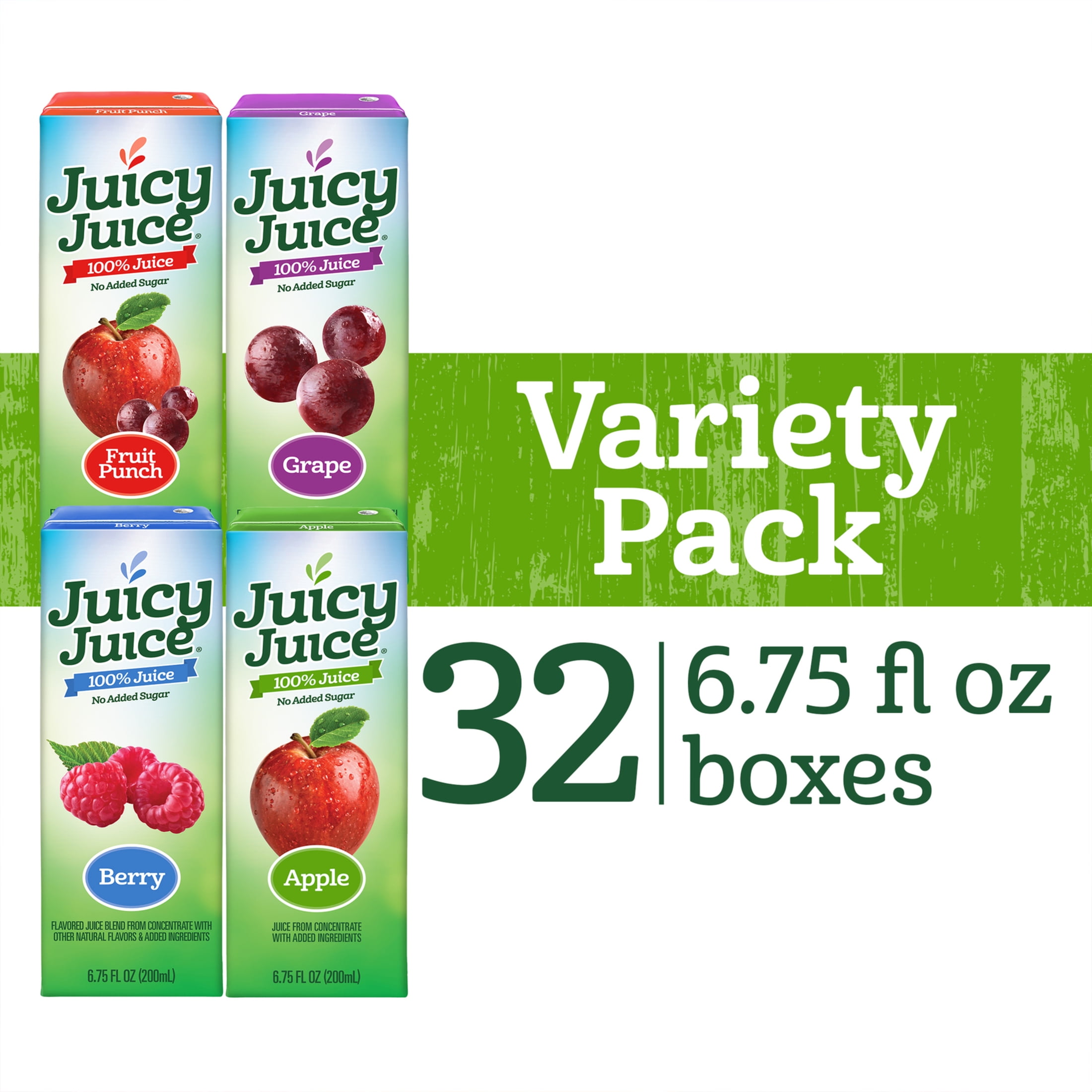 Juicy Juice Fruit Juice Boxes Variety Pack, 100% Juice, 32 Count, 6.75 FL OZ Boxes