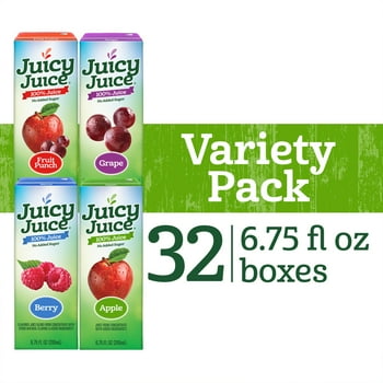 Juicy Juice Fruit Juice Boxes Variety Pack, 100% Juice, 32 Count, 6.75 FL OZ Boxes