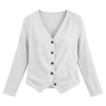 thumbnail image 6 of FDGIU Women's V Neck Button Front Linen Blend Jacket, Long Sleeve Slim Cropped Lightweight Shacket with Side Pockets for Spring Summer Beach Casual Daily Layering, 6 of 6