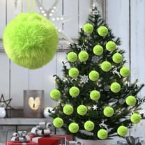 Nkmbld 16Pcs Christmas Balls Ornaments Lime Green Furry Christmas Ornaments for Green Christmas Tree Hanging Decorations, Green