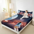 thumbnail image 4 of Manfei 3D Planet Rocket Full Size Sheets for Kids, Mystic Outer Space Bed Sheets, Glitter Stars Galaxy Sheet Sets, Luxury Bedroom Decor, 4 Pieces, 4 of 7