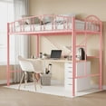 thumbnail image 1 of Loft Bed Twin Size with Ladde and Arched Guardrail, Heavy Duty Metal Loft Bed Frame for Kids and Adults, Sturdy Steel Slats Support, Small Space Saving Design, No Box Spring Needed, Pink, 1 of 8