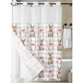 thumbnail image 3 of No Hook Shower Curtain with Snap-in Liner, Easter Waterproof Fabric Bathroom Curtains, Spring Pink Bow Bunny Grey White Checkered Bath Curtains & Mesh Top Window Stall 48"x72", 3 of 9